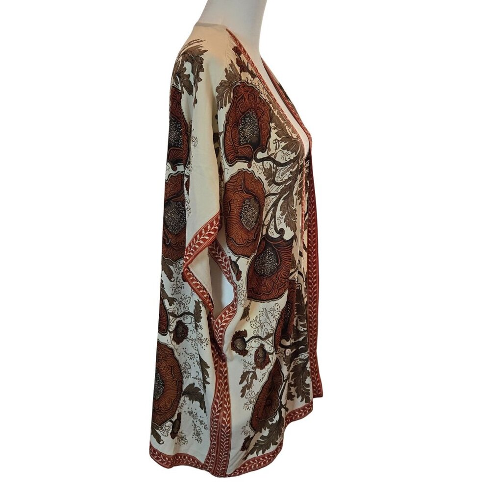 MAX STUDIO Women Short Sleeve Ruana /Kimono/Coverup Sz: S Rust/Brown - Picture 5 of 10